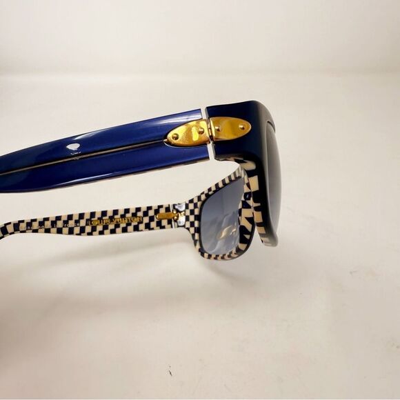 Louis Vuitton Checkered Mens Sunglasses LV Navy Gold Damier Azur Polarized - Picture 8 of 10